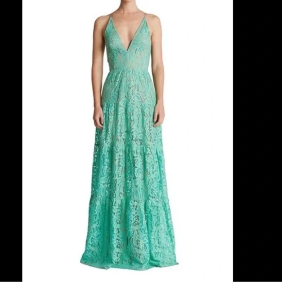 slim fit dress slacks Rent Dress The Population Layana Turquoise Strapless Tiered Maxi Dress main image 1
